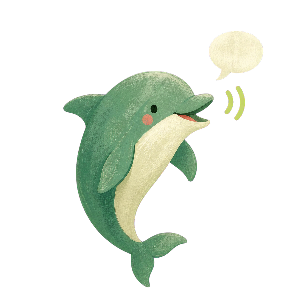 A dolphin speaking, its voice becoming text
